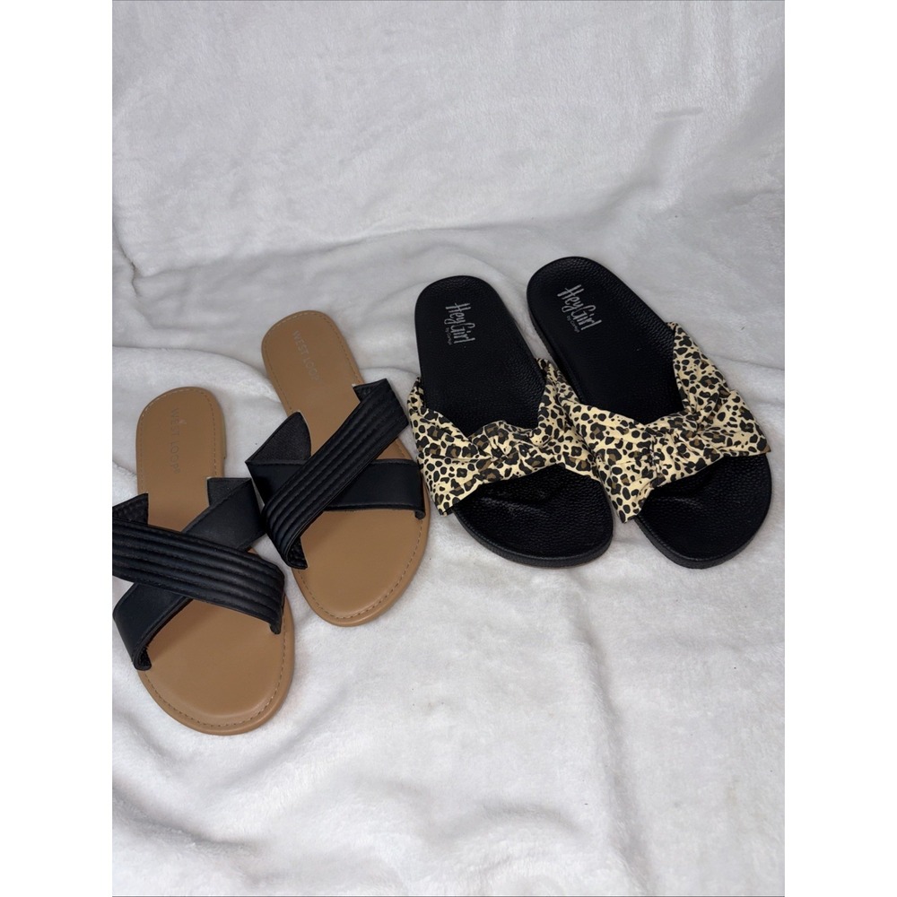 Summer Sandal Bundle Size 9 - Hey Girl & West Loop Slides Casual Boho Pool Water